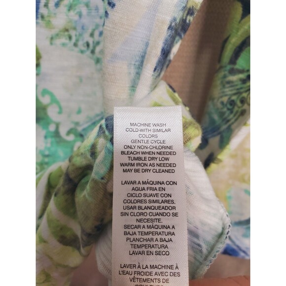 Chico's Cotton/Modal Mixed Print V-Neck Tie-Front Blouse Size 1 Medium - Picture 6 of 7